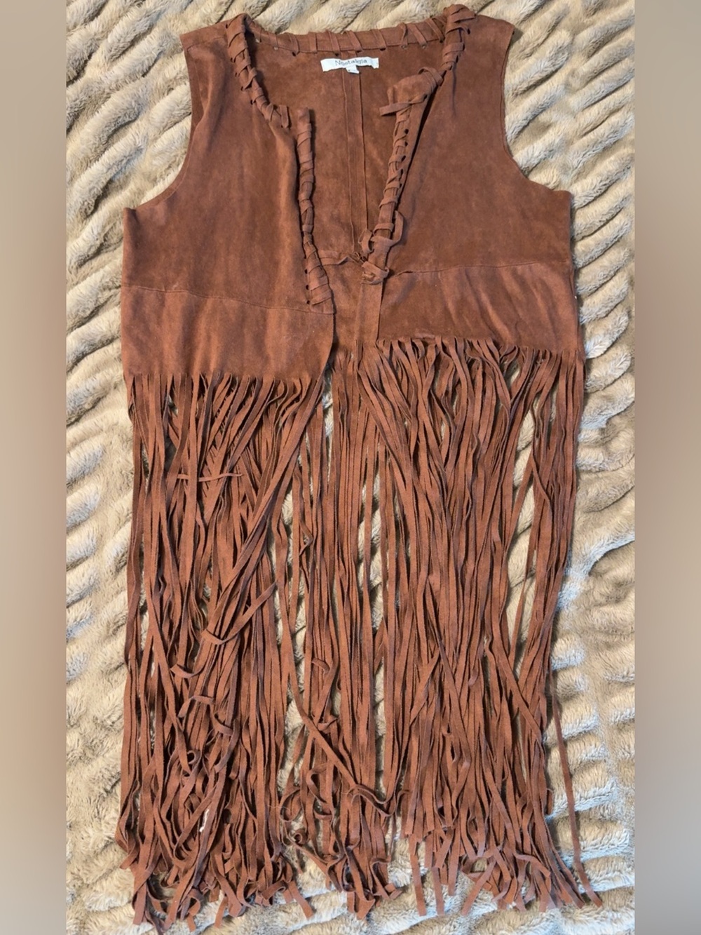 Nostalgia Brown Suede Fringe Vest